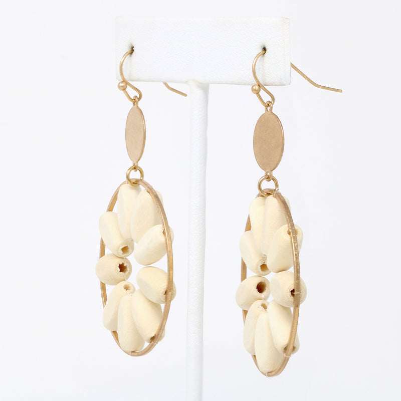 Wooden Floral Dangle Earrings