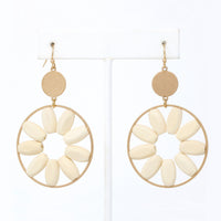 Wooden Floral Dangle Earrings