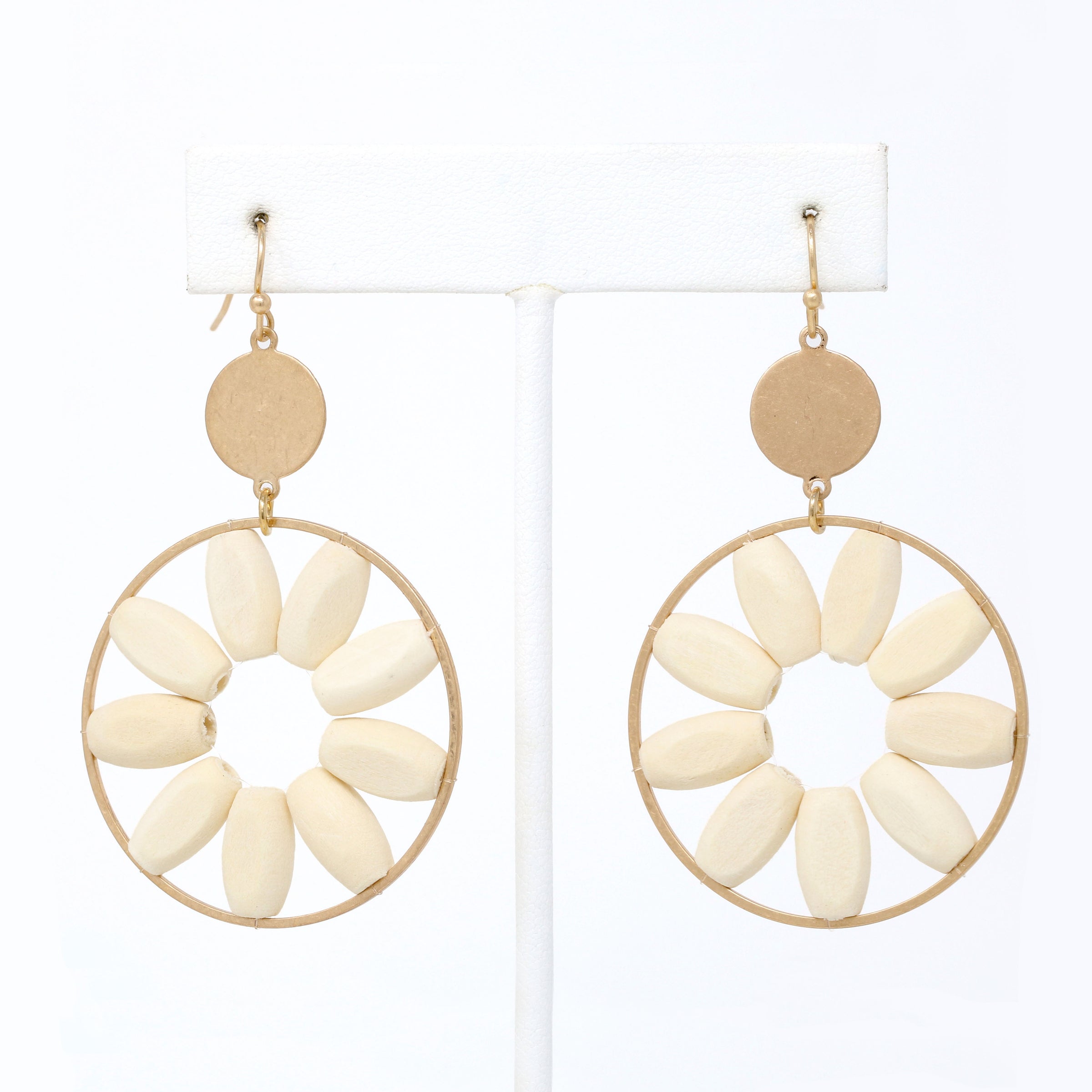Wooden Floral Dangle Earrings