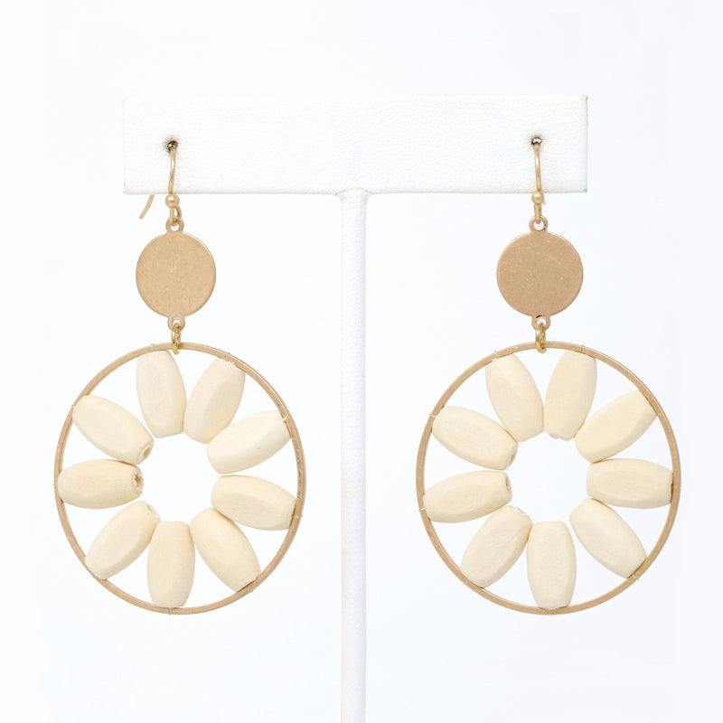 Wooden Floral Dangle Earrings