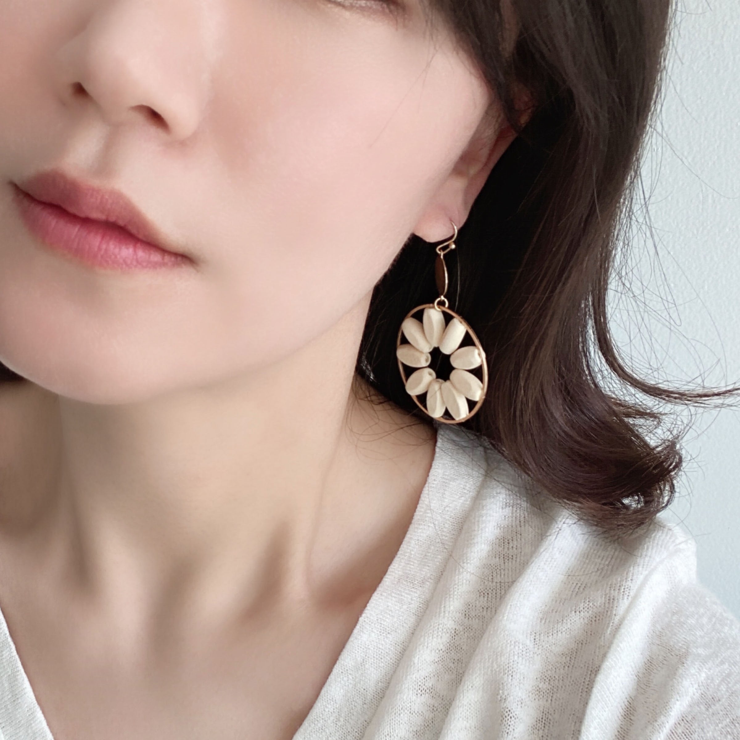 Wooden Floral Dangle Earrings