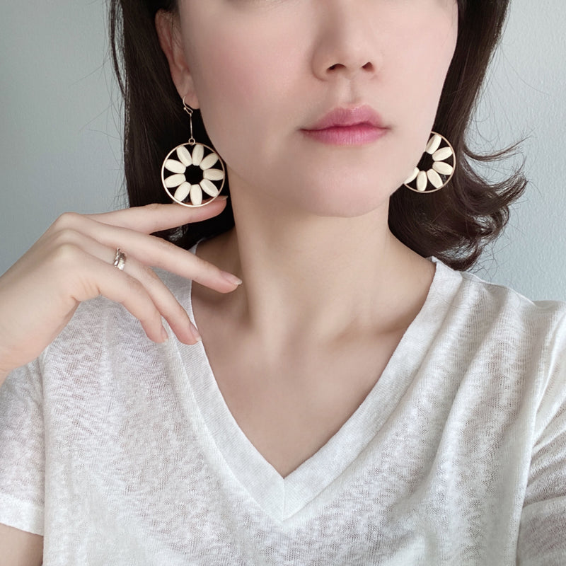 Wooden Floral Dangle Earrings