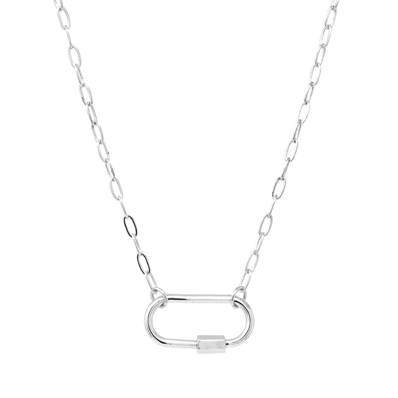 Carabiner Lock Charm 925 Sterling Silver Yellow Gold Necklace – Adaliz