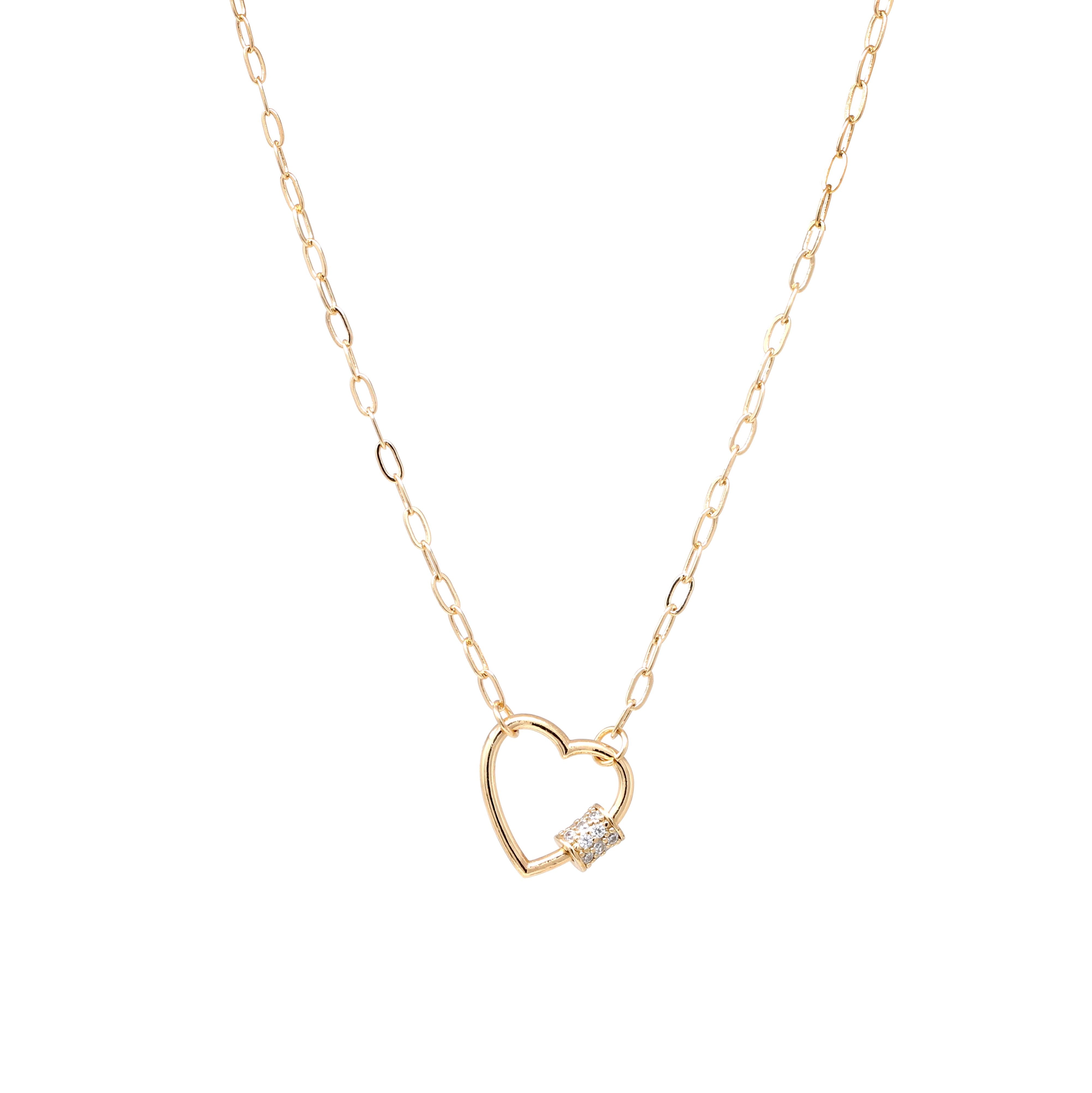 アクセサリー Bijou R.I Puffy Heart Carabiner Necklace Heart Carabiner Lock Necklace – Bauble Sky