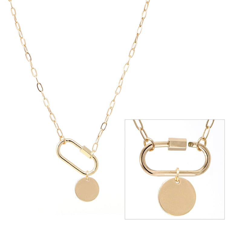 Carabiner Lock Necklace with Circle - Bauble Sky