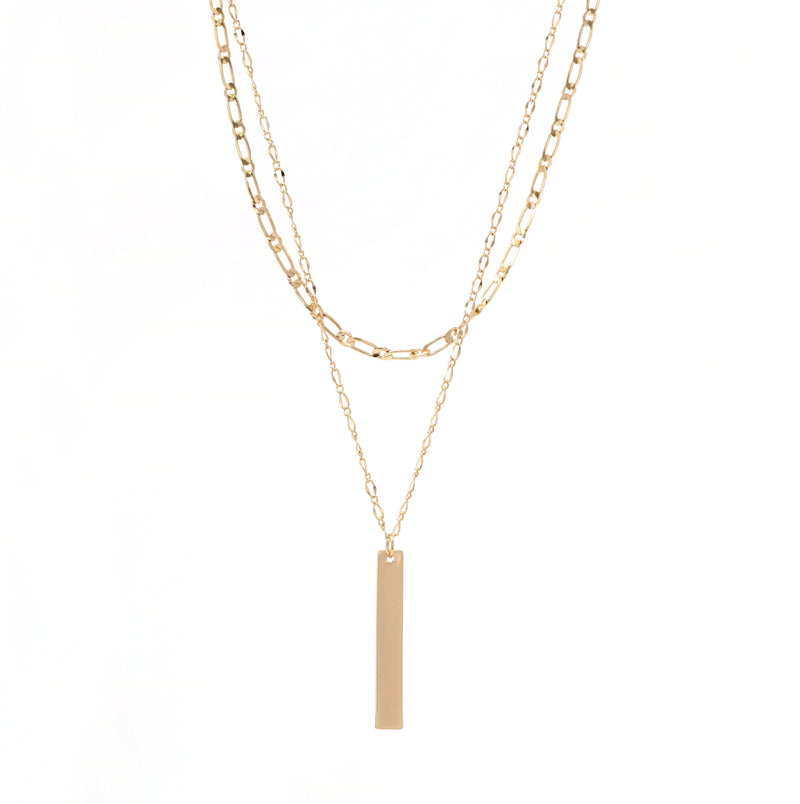 2 Layer Necklace with Bar charm - Bauble Sky