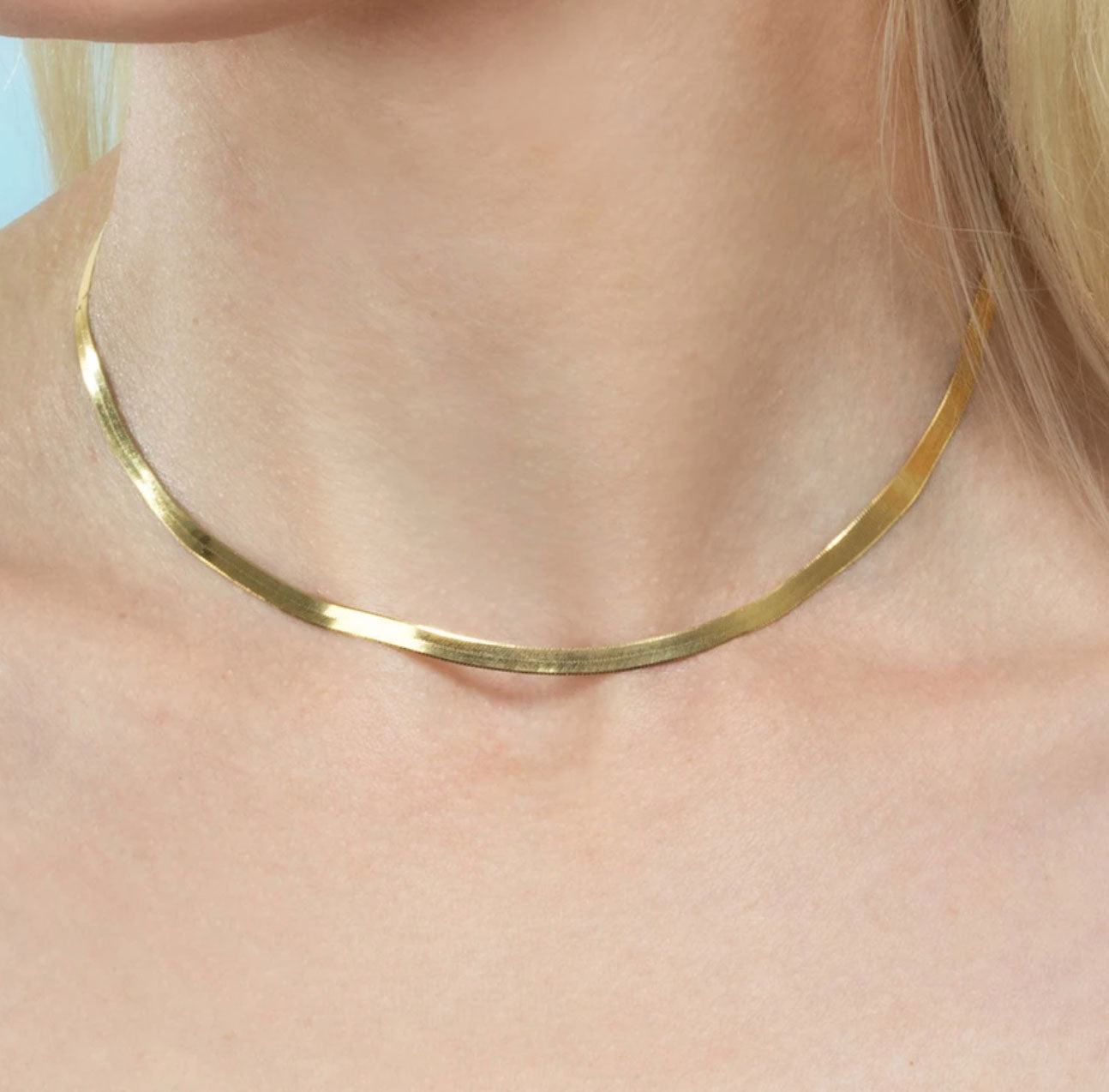 Gold Filled Herringbone Choker Necklace
