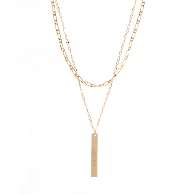 Personalized Initial & Name 2 Layer Bar Necklace