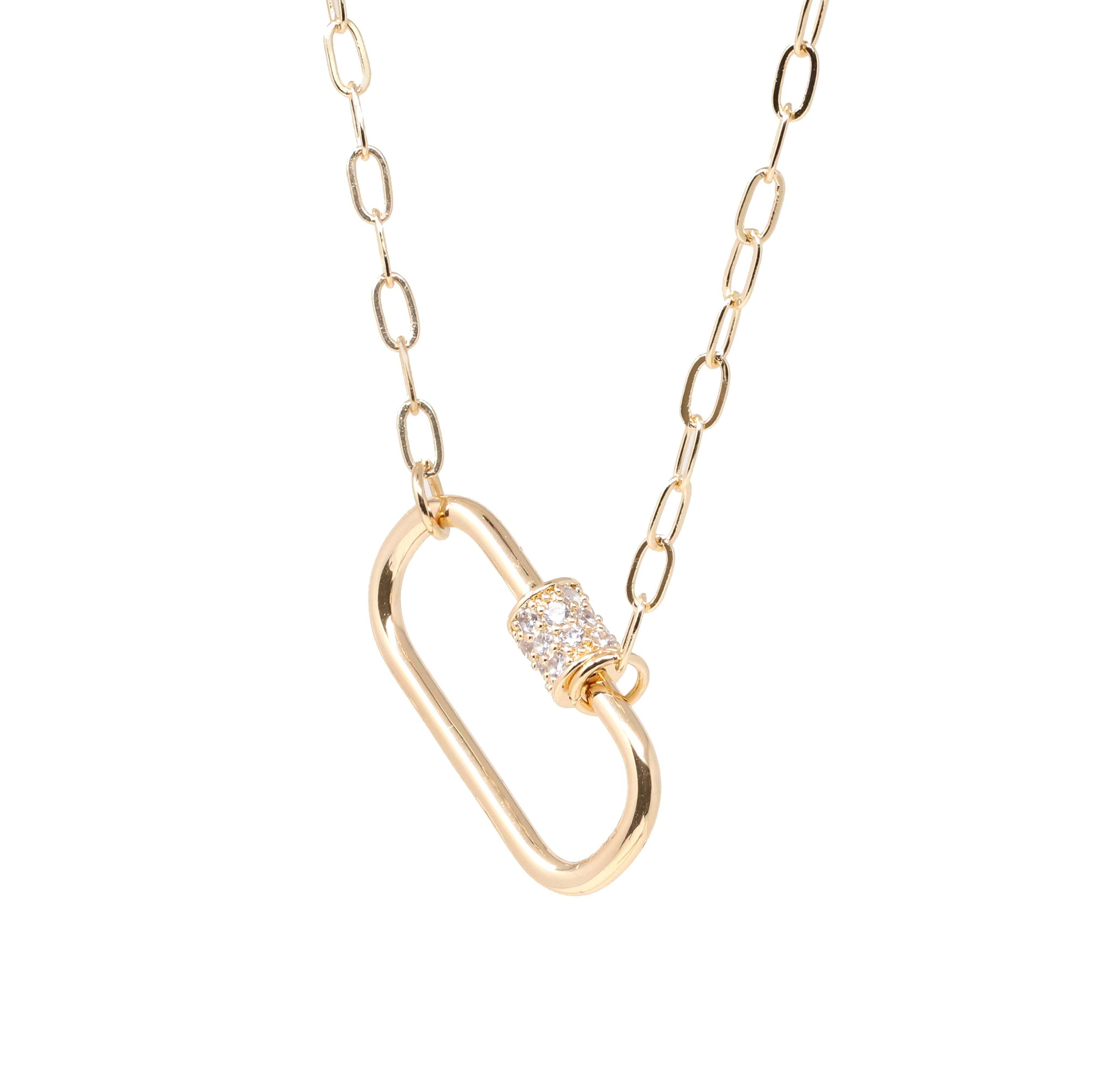 Pave Carabiner Lock Necklace - Bauble Sky
