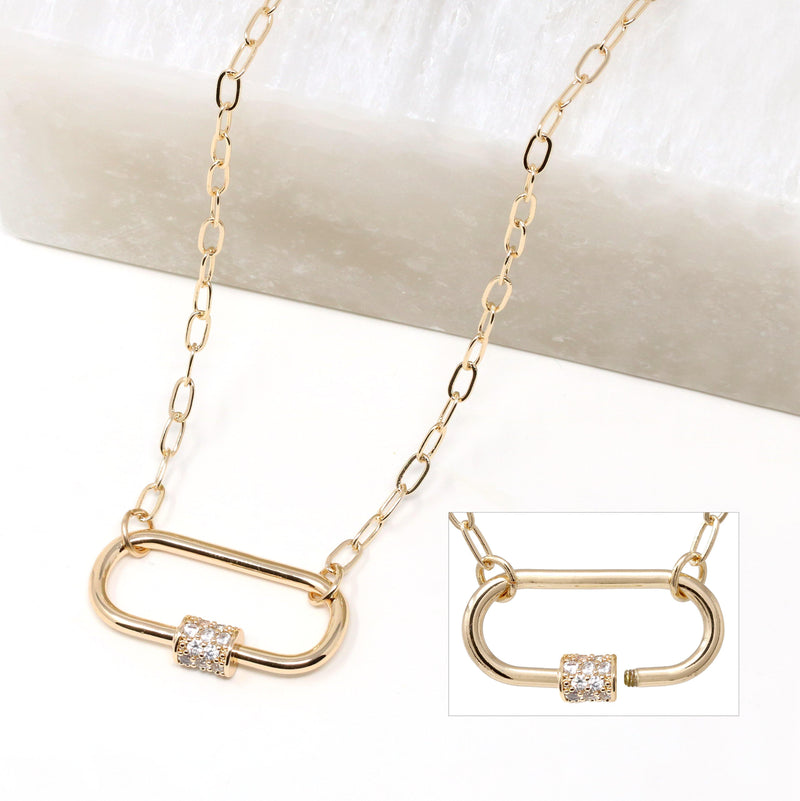 Pave Carabiner Lock Necklace - Bauble Sky