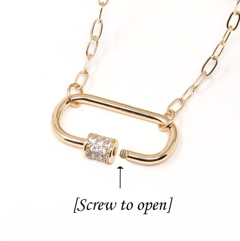 Pave Carabiner Lock Necklace - Bauble Sky