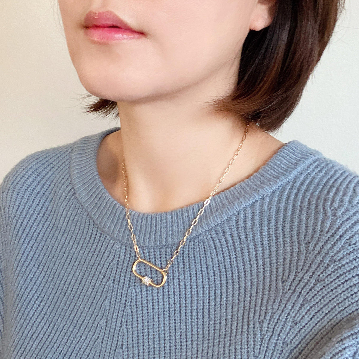 Pave Carabiner Lock Necklace - Bauble Sky