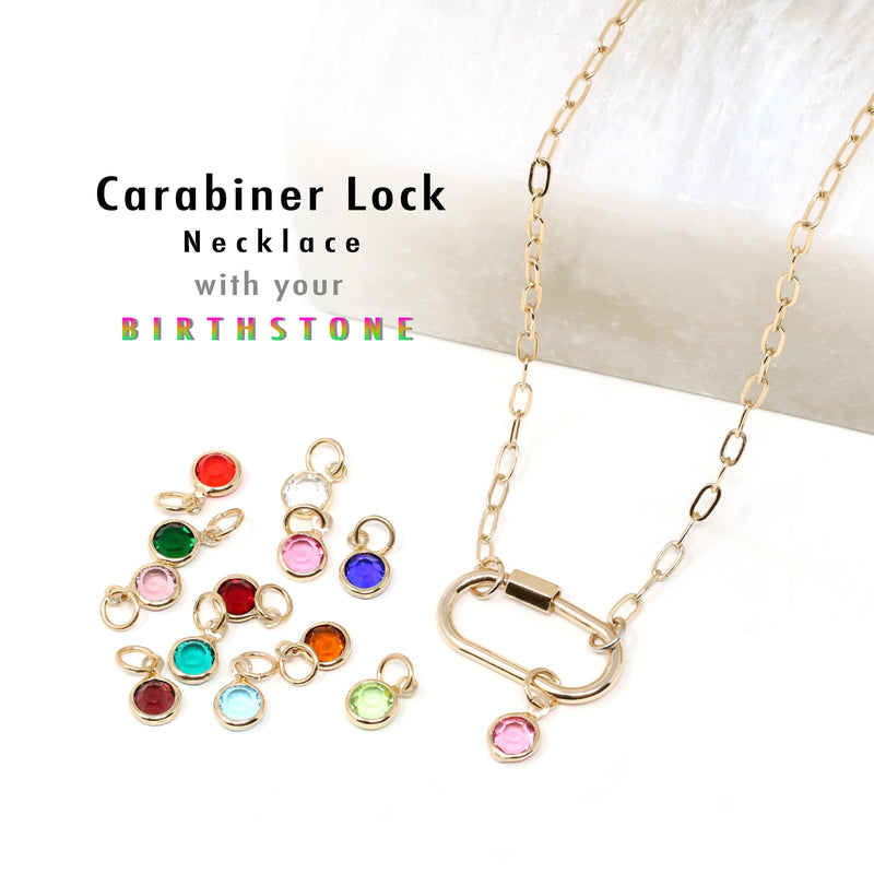 Birthstone Carabiner Lock Necklace - Bauble Sky