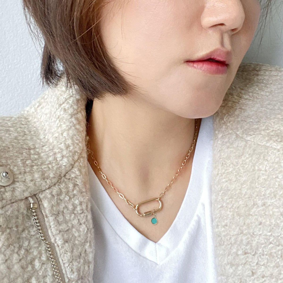Birthstone Carabiner Lock Necklace - Bauble Sky