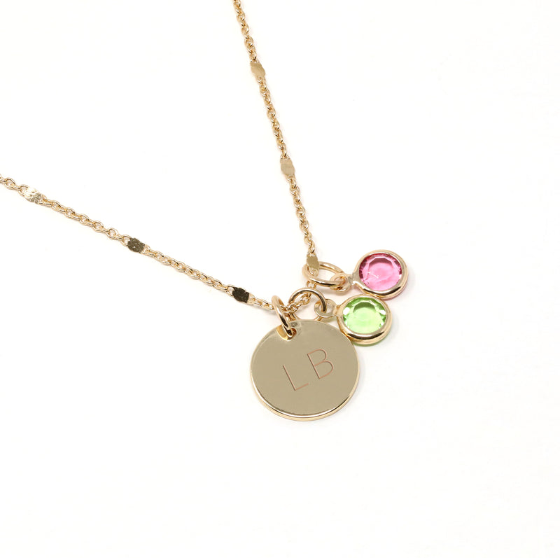 Initial Necklace Pendant Personalized Birthstone Necklace 