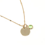 Personalized Initial Birthstone Necklace