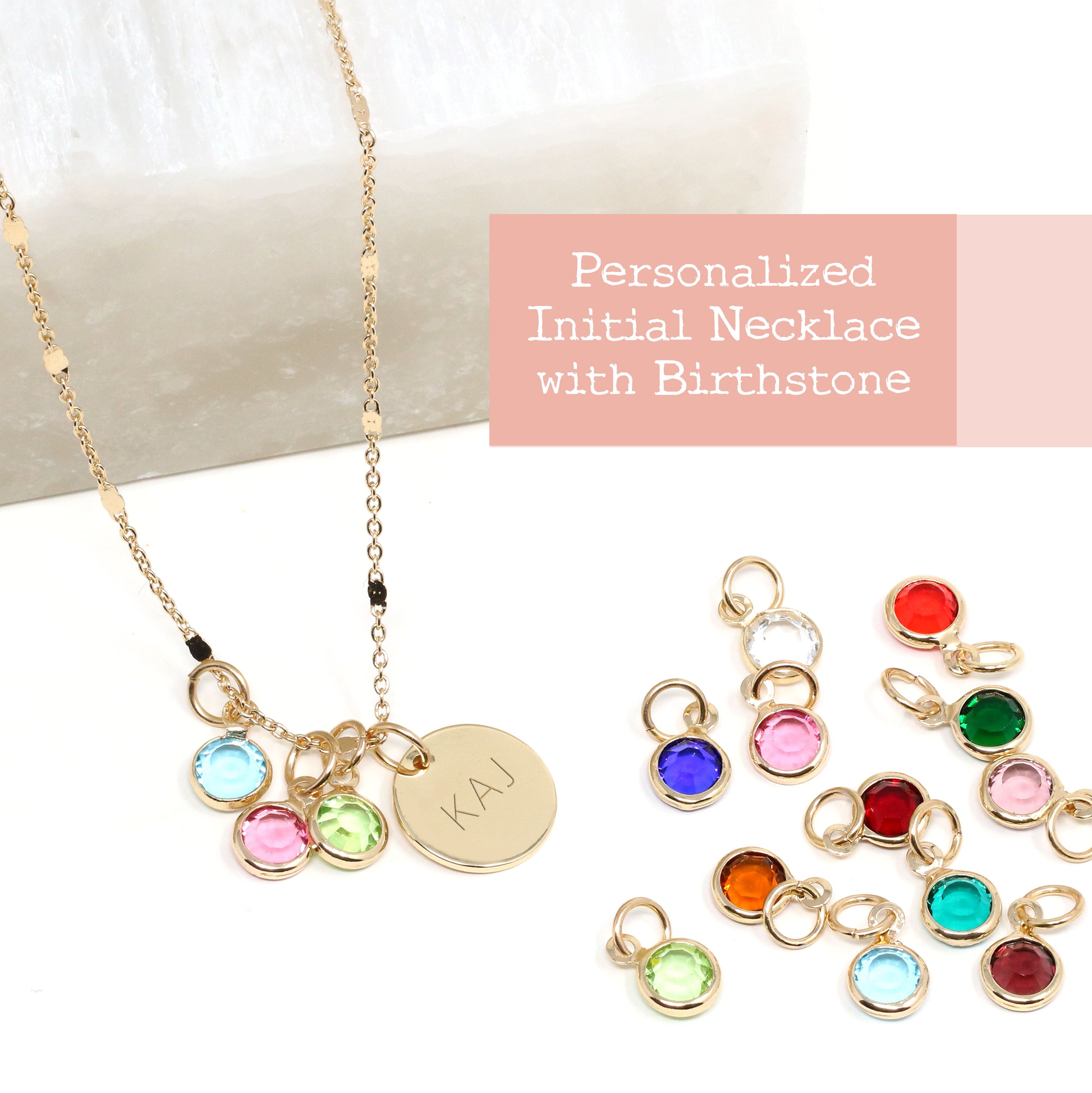 Buy Initial Disc and Birthstone Sterling Silver Necklace, Personalized  Uppercase Letter Jewelry, Swarovski Birthstone Necklace FREE SHIPPING  Online in India - Etsy