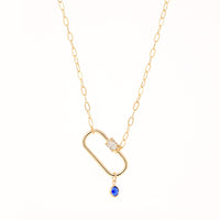 Birthstone Pave Carabiner Lock Necklace - Bauble Sky