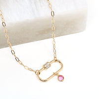 Birthstone Pave Carabiner Lock Necklace - Bauble Sky