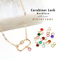 Birthstone Pave Carabiner Lock Necklace - Bauble Sky