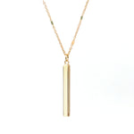 A simple  skinny bar charm short necklace in gold.