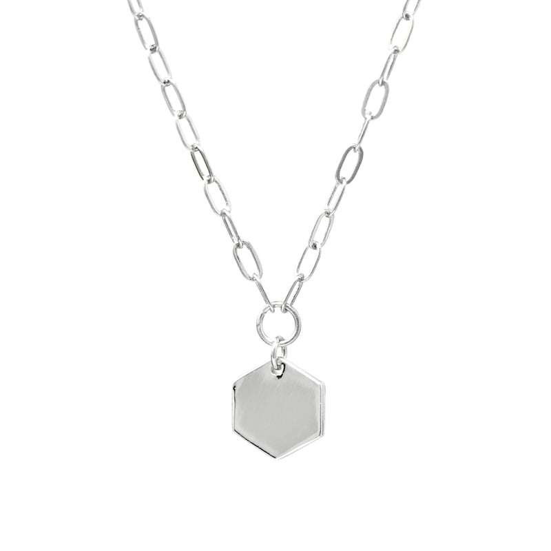Hexagon Paperclip Chain Necklace