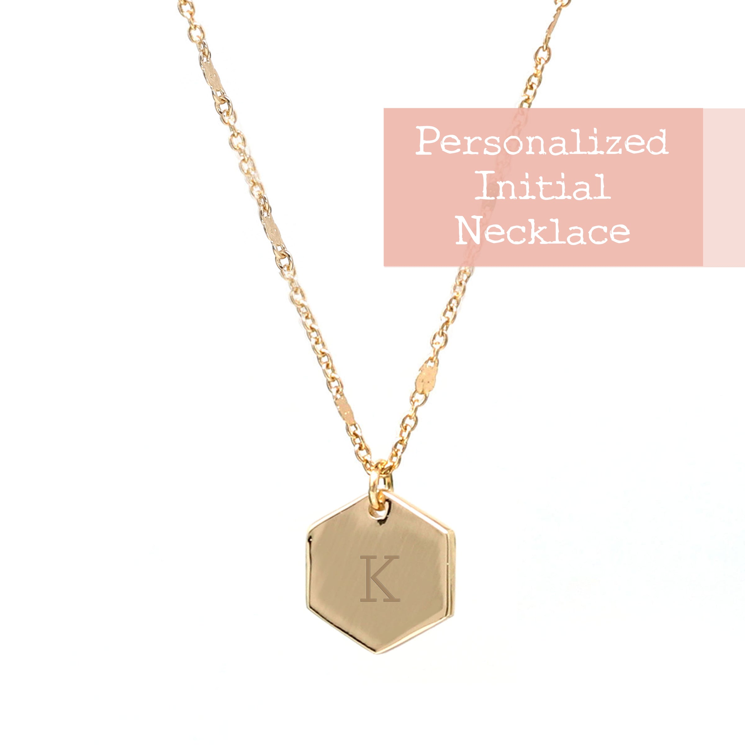 Personalized Initial Hexagon Necklace