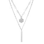 Personalized Initial Hexagon 2 Layer Necklace