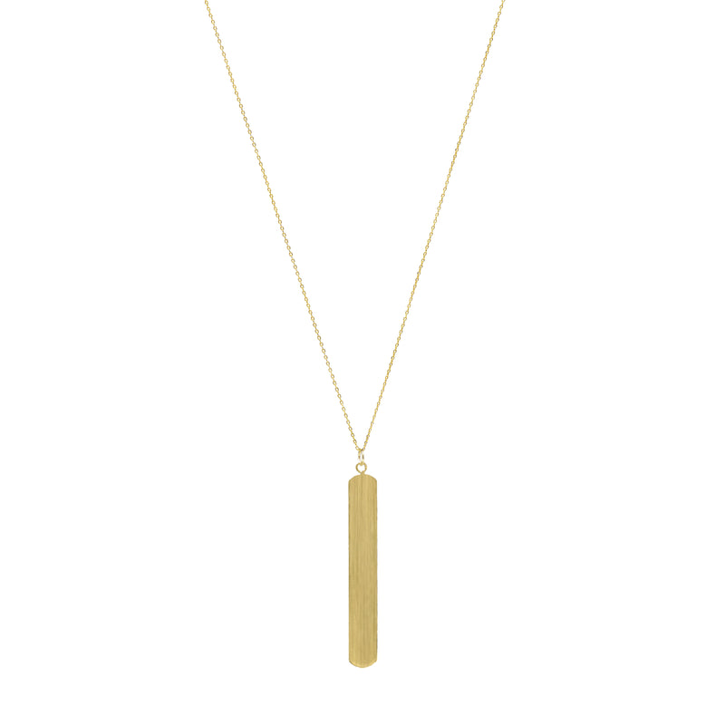 A simple bar pendant long necklace in gold.