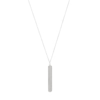 A simple bar pendant long necklace in silver.