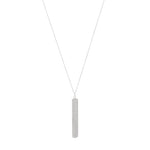 A simple bar pendant long necklace in silver.