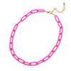 Featuring a stunning paperclip chain short necklace in a pop of vibrant neon pink color to your outfit.