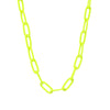 Featuring a stunning paperclip chain short necklace in a pop of vibrant neon yellow color to your outfit.