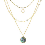 Circle Abalone 3 Layer Necklace