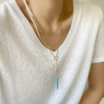 Triple Layered Turquoise Stone Charm Necklace