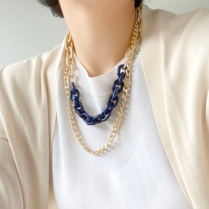 Double Layered Resin Chain Necklace