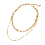 A set of double layered bold chain necklace in gold.