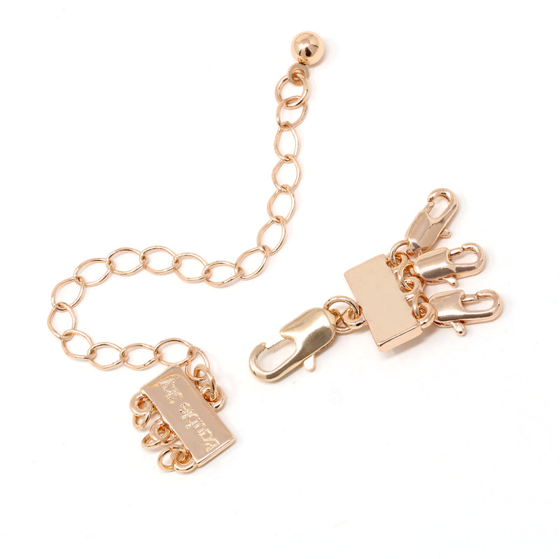 A detangler clasp in rose gold for a 3 layered or multiple layered necklace.