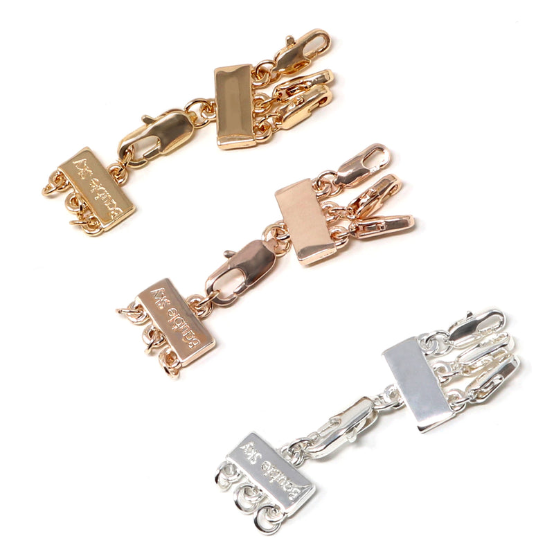 Detangler clasps without extension chains in gold, silver, and rose gold for a 3 layered or a multiple layered necklace.