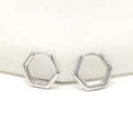 Sterling Silver Hexagon Huggie Earrings