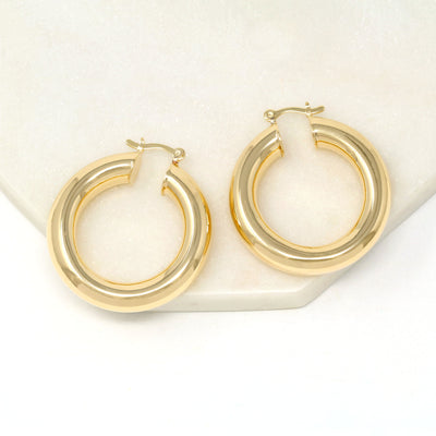 Gold Filled Hollow Bold Hoop Earrings