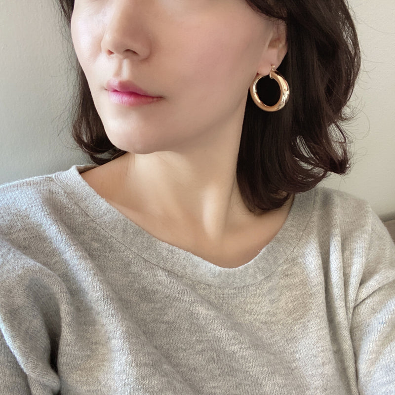 Gold Filled Hollow Bold Hoop Earrings