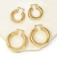 Gold Filled Hollow Bold Hoop Earrings