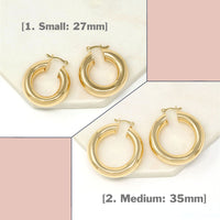 Gold Filled Hollow Bold Hoop Earrings