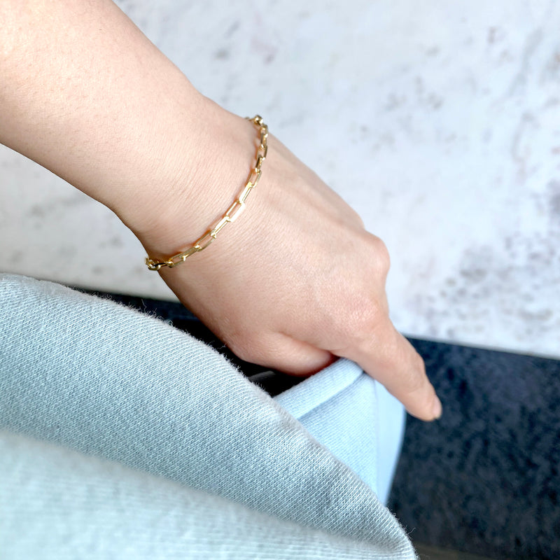 Gold Filled Thin Paperclip Chain Bracelet