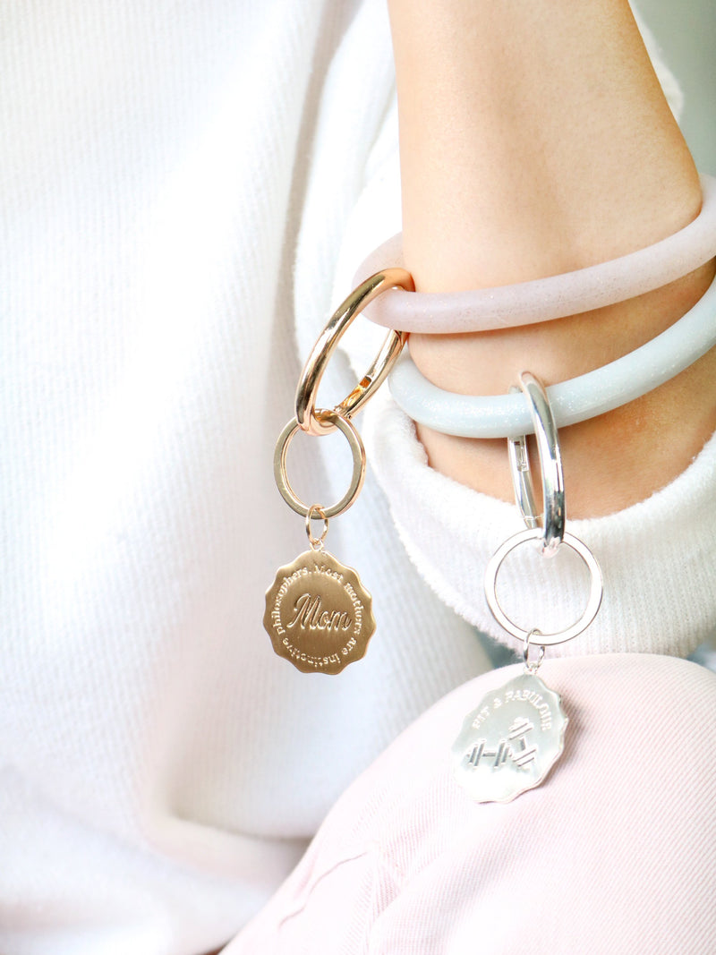 Personalized Silicone Key Ring Bracelet with Circle - Bauble Sky